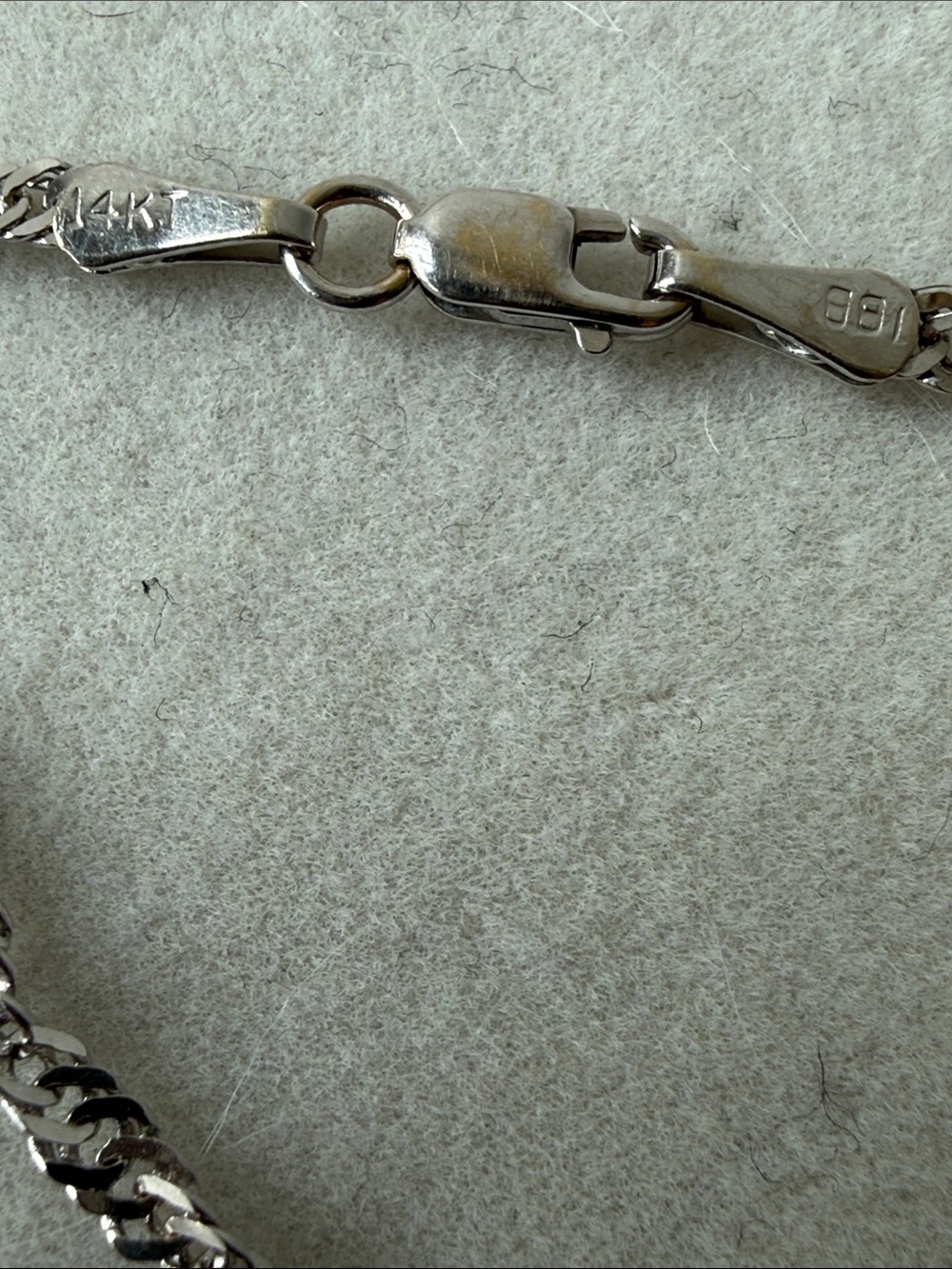 Vintage Solid 14k White Gold Diamond-Cut Curb Link Bracelet - 7.5" - Picture 2 of 5
